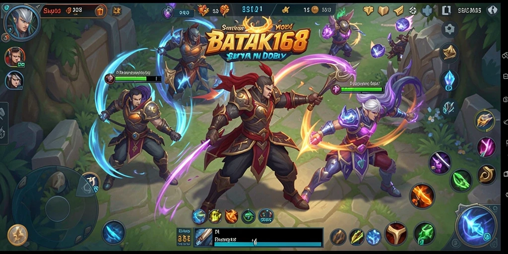 Tampilan aksi seru dalam gameplay MOBA BATIK168.