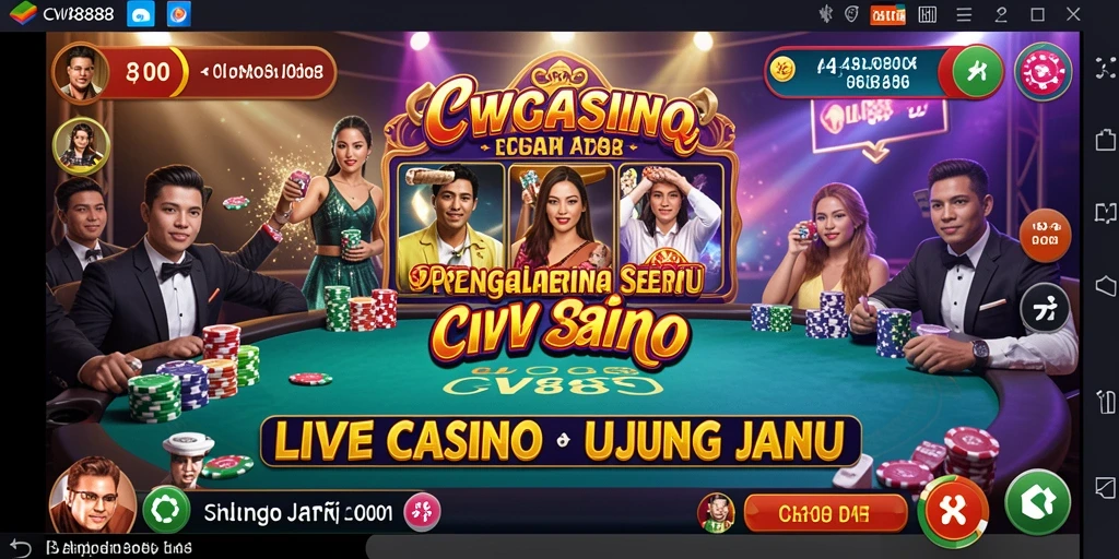 Screenshot utama CW8888 menampilkan dealer profesional di meja Live Casino.