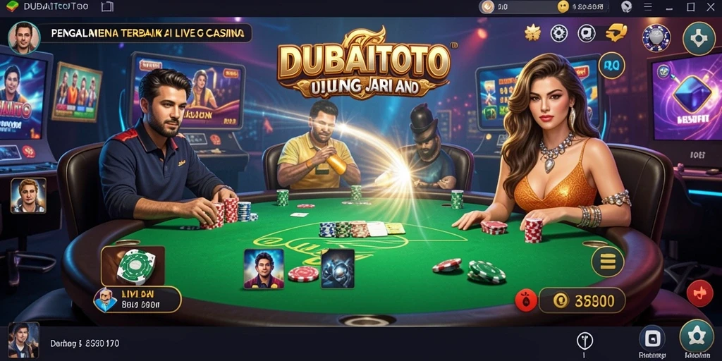 Screenshot DUBAITOTO menampilkan dealer langsung dan gameplay yang mendebarkan.