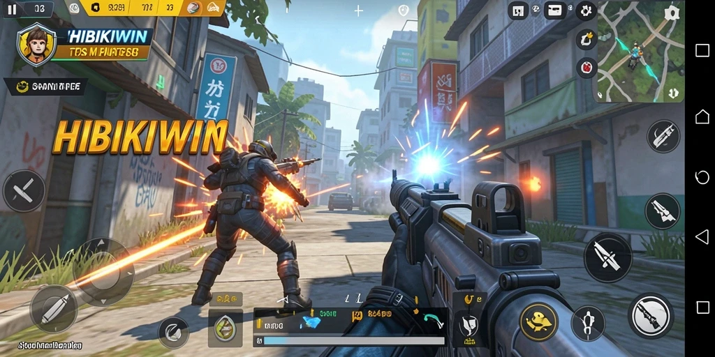 Tampilan gameplay mendebarkan dari HIBIKIWIN dalam mode TPS.