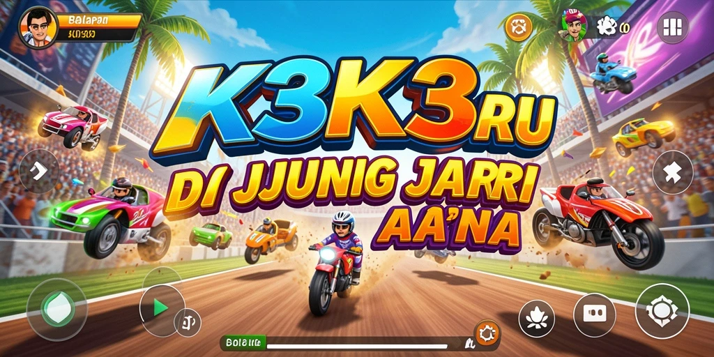 Gameplay K3K3 menampilkan aksi balapan yang mendebarkan.