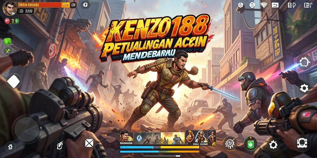 Tampilan aksi seru dalam KENZO188 yang menampilkan pertempuran epik.