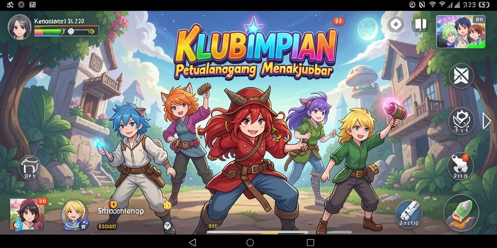 Screenshot gameplay KLUBIMPIAN yang menampilkan karakter anime menghadapi musuh.