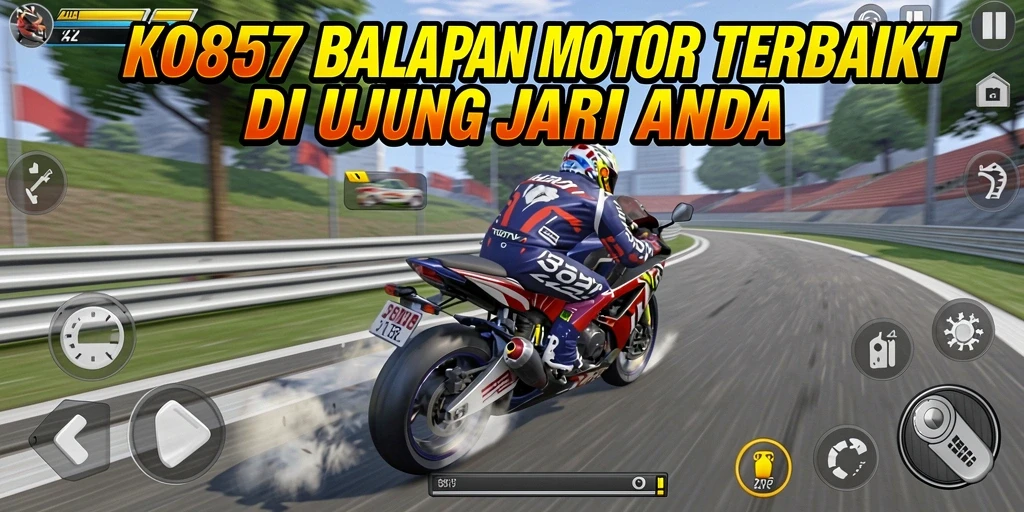 Tampilan gameplay seru dalam balapan motor KO857.