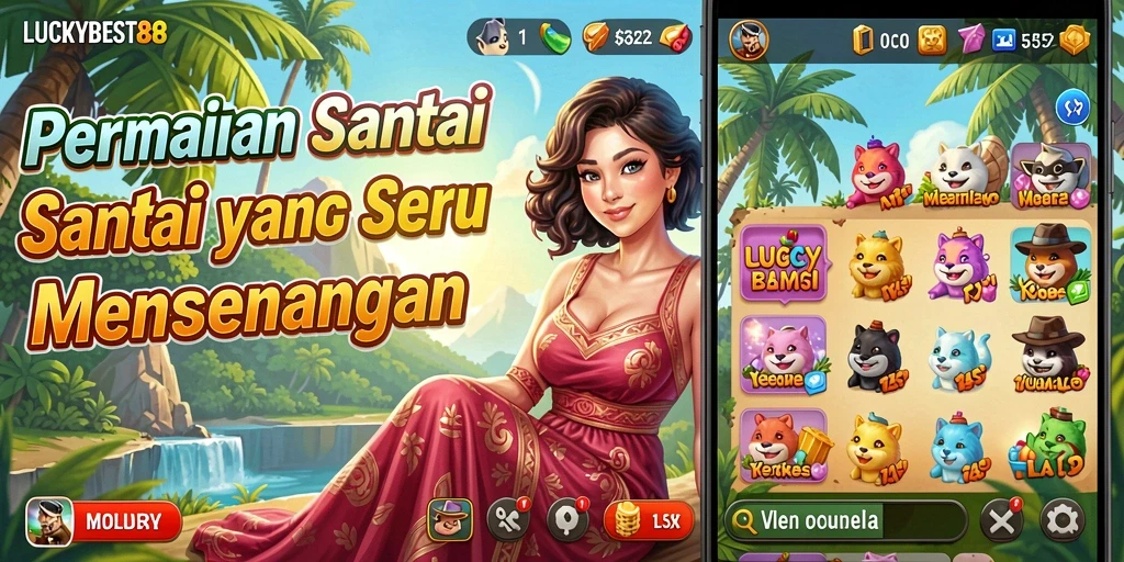 Tampilan gameplay <strong>LUCKYBEST88</strong> yang ceria dan menyenangkan.