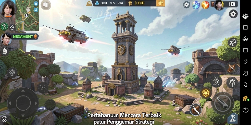 Gameplay MENANGBET yang mendebarkan dalam pertahanan menara.