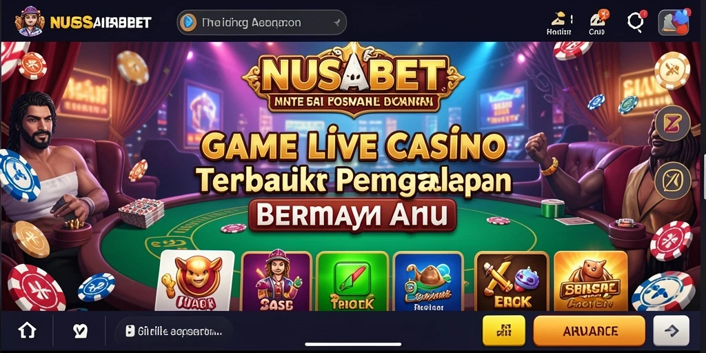 Screenshot gameplay NUSABET menampilkan suasana kasino langsung yang mendebarkan.