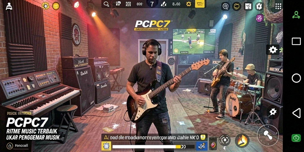Screenshot gameplay <strong>PCPC7</strong> menampilkan pengguna bernyanyi dengan penuh semangat.