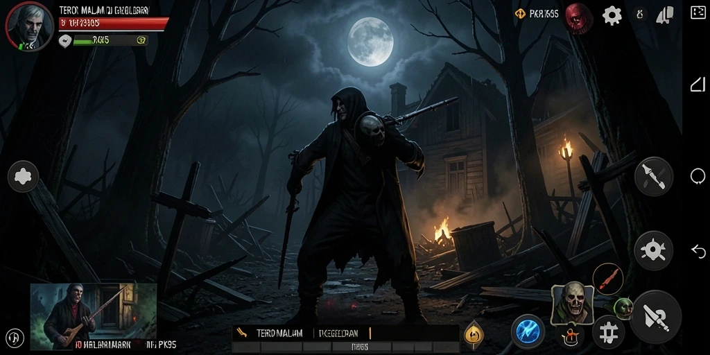 Screenshot gameplay PK95 dengan suasana Horror yang mencekam.