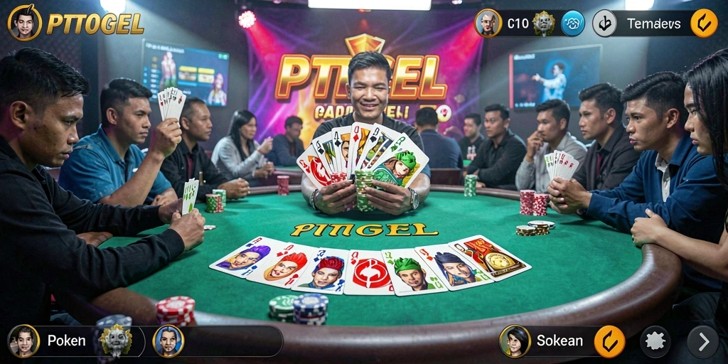 Screenshot gameplay PTTOGEL menampilkan aksi poker yang seru dan menarik.