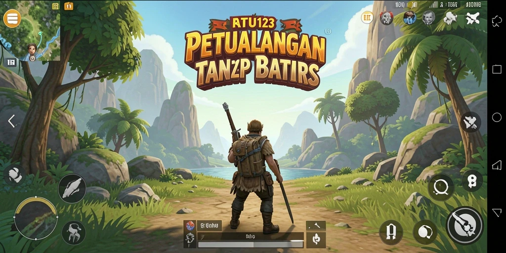 Screenshot gameplay yang menunjukkan eksplorasi dunia terbuka di RATU123.