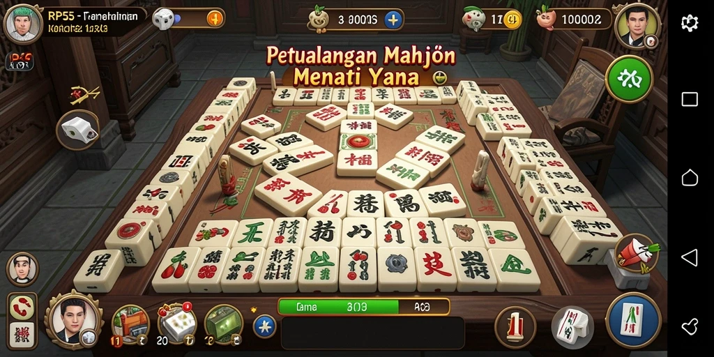 Gameplay Mahjong yang seru dan menantang di RP55.