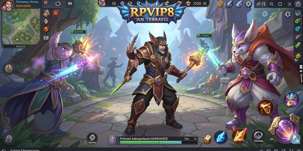 Screenshot RPVIP8 menampilkan aksi seru dalam pertempuran MMORPG.