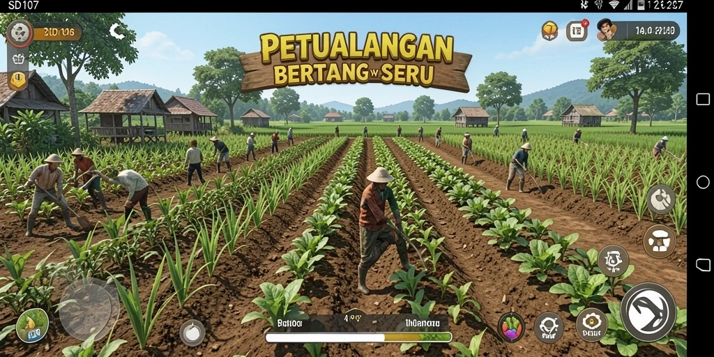Screenshot menunjukkan gameplay Farming yang seru di SD107.
