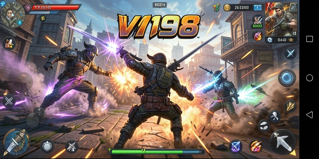 Gameplay mendebarkan dalam V98 yang menunjukkan aksi penuh ketegangan.