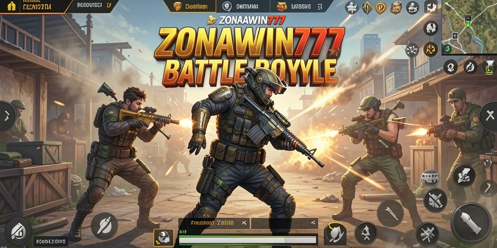 Gameplay seru ZONAWIN777 di arena Battle Royale