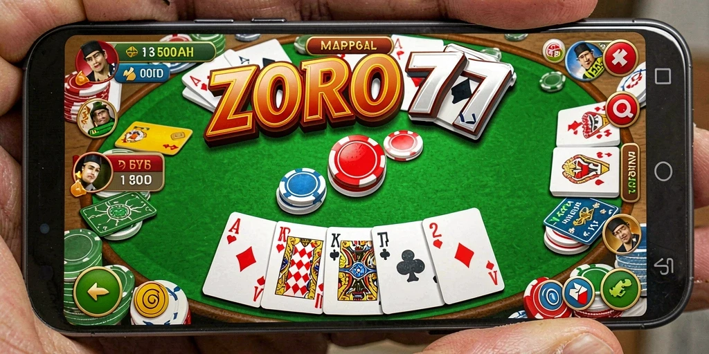 Tampilan gameplay seru dalam ZORO77, game Gaple yang menarik.